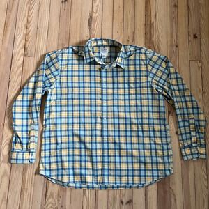 L.L. Bean Traditional Fit Plaid Long Sleeve Button Down Shirt XL REG Yellow Blue